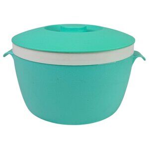 Vintage Bolero Therm-O-Ware Turquoise White Ice Bucket Insulated‎ Bowl With Lid